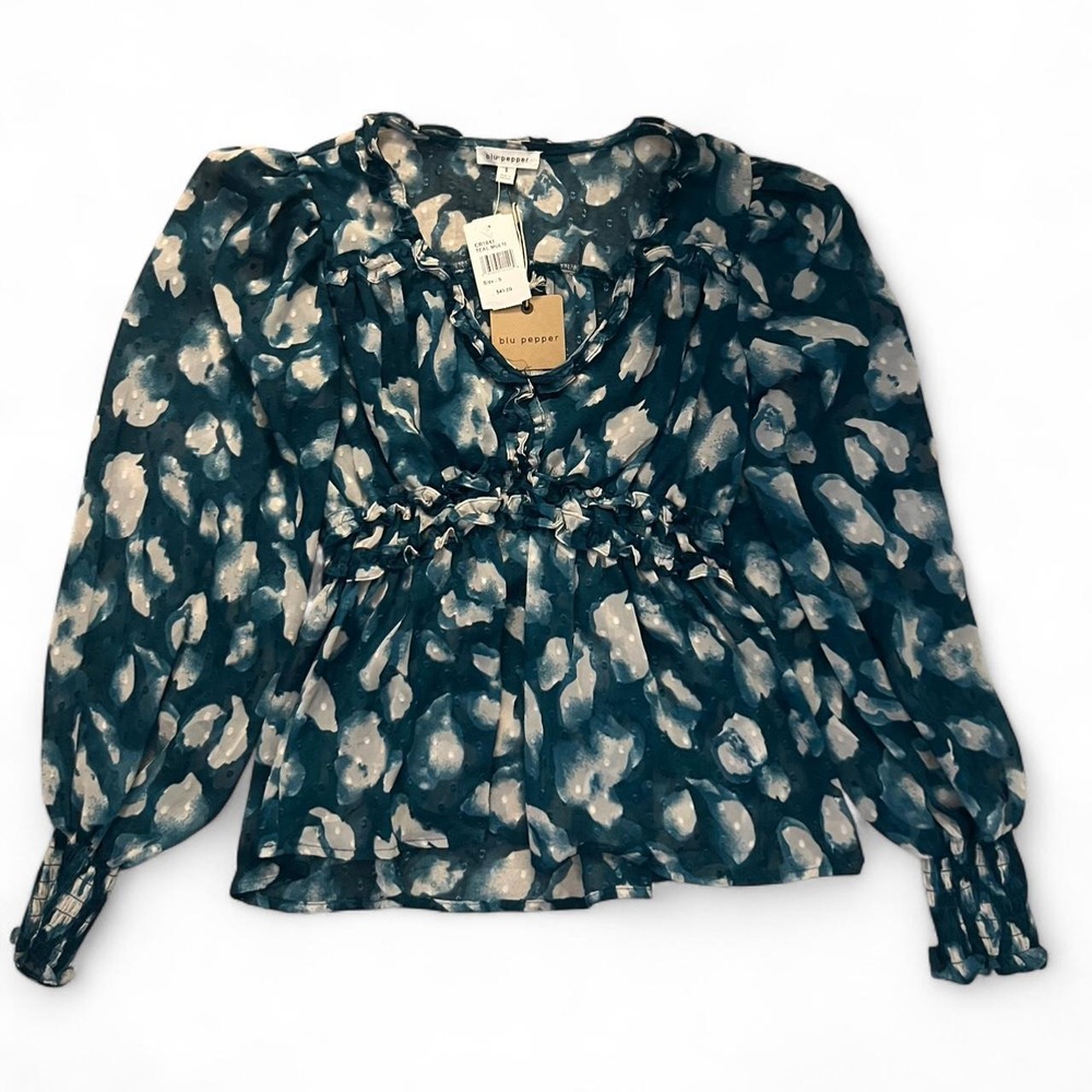 BLU PEPPER TEAL WORK BLOUSE